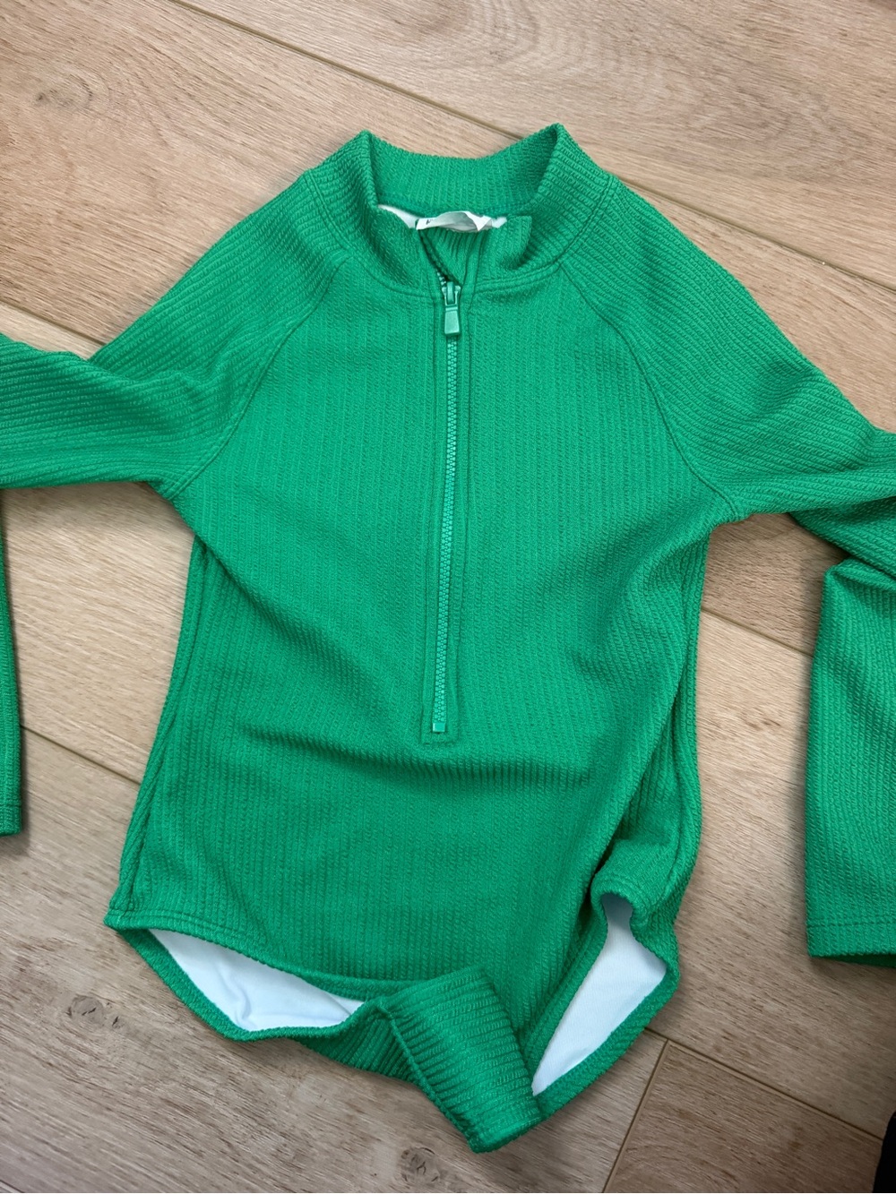 Kids Long Sleeve Green Rash Guard Swimsuit
